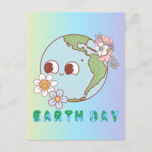 Schattige Aarde met Bloemen Gelukkige Dag van de A Briefkaart