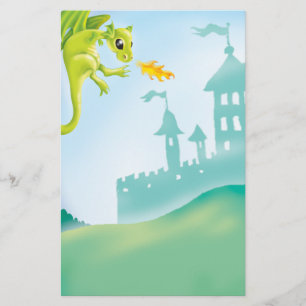 schattige aardedraak en kasteel briefpapier