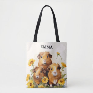 Schattige Aardige Cavia's met Bloemen Aangepaste N Draagtas