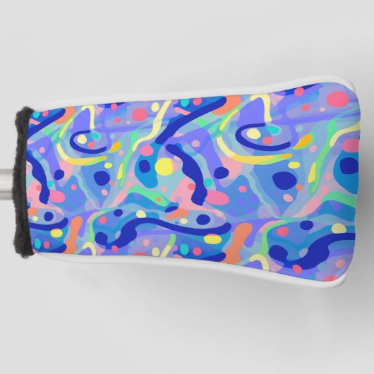 Schattige Abstract Blauw Pastel Neon Herhalingspat Golfheadcover (Voorkant)
