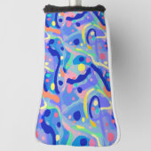 Schattige Abstract Blauw Pastel Neon Herhalingspat Golfheadcover (Draai 90)
