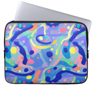 Schattige Abstract Blauw Pastel Neon Herhalingspat Laptop Sleeve