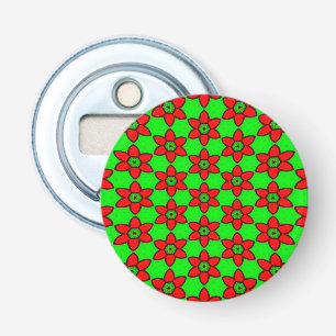 Schattige Abstract bloemenpatroon Button Flesopener