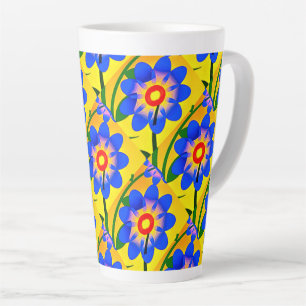 Schattige Abstract bloemenpatroon Latte Mok