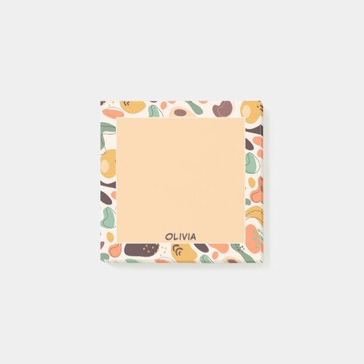Schattige Abstract Kleurrijk Patroon Monogram Naam Post-it® Notes (Voorkant)