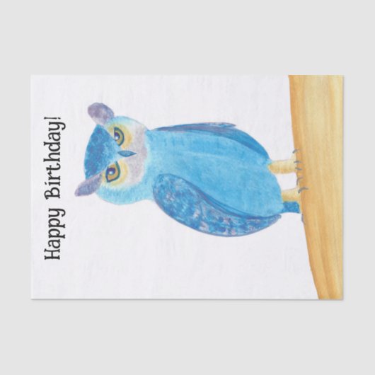 Schattige Abstract Uil Happy Birthday Tissue Paper Tissuepapier (Voorkant)