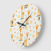 Schattige Abstracte Giraffes Grote Klok (Hoek)