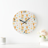 Schattige Abstracte Giraffes Grote Klok (Huis)