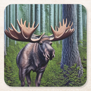 Schattige Abstracte Kleine Moose Vierkante Kartonnen Onderzetter