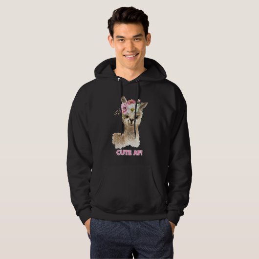 Schattige AF! Waterverf Llama Design Hoodie (Voorkant volledig)