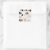 Schattige afbeelding van het patroon van de hond vierkante sticker (Tas)