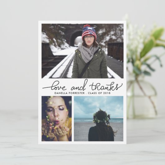 Schattige Afgestudeerde Liefde En Dank Script Drie Kaart (Staand voorkant)