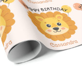 Schattige Afrika Leeuw Gezichtsnaam Kinderen Verja Cadeaupapier (Rol Hoek)