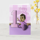 Schattige Afrikaans Amerikaans meisje Eerste Verja Kaart (Gele Bloem)