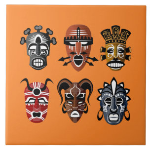 Schattige Afrikaans maskers decor Tegeltje
