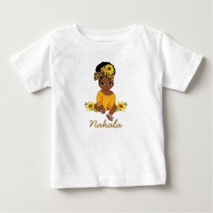 Schattige Afro-Amerikaanse Baby Girl Zonnebloem Bl