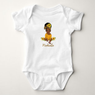 Schattige Afro-Amerikaanse Baby Girl Zonnebloem Bl Romper