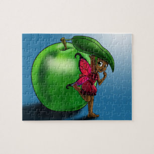 Schattige Afro-Amerikaanse Fairy en Apple Legpuzzel