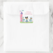 Schattige Afro-Amerikaanse prinses en ridder Stick Vierkante Sticker (Tas)