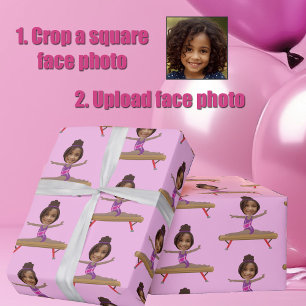 Schattige Afro-Amerikaanse Turnen Aangepaste Foto Cadeaupapier