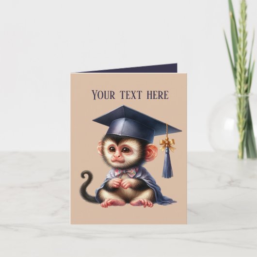 Schattige Afstuderen Bericht toevoegen Monkey Kaart (Voorkant)