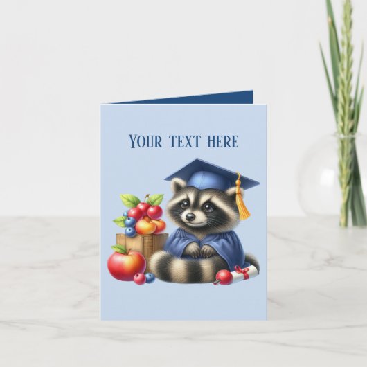 Schattige Afstuderen Bericht toevoegen Raccoon Kaart (Voorkant)