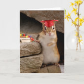 Schattige Afstuderen Chipmunk-Wenskaart Kaart (Gele Bloem)