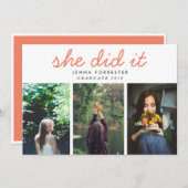 Schattige afstuderen ze het script drie foto's kor kaart (Voorkant / Achterkant)