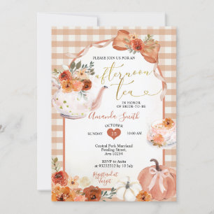 Schattige Afternoon Tea Party Bow Pumpkin Vrijgeze Kaart