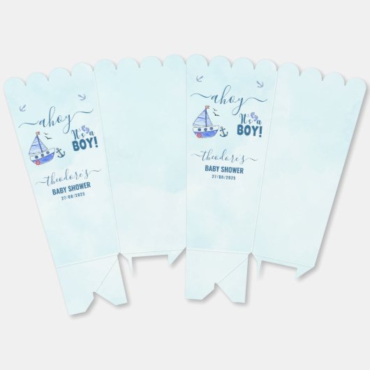 Schattige Ahoy Het is een Boy Sailboat Nautisch Ba Bedankdoosjes (Ongevouwen)