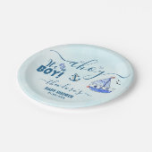 Schattige Ahoy Het is een Boy Sailboat Nautisch Ba Papieren Bordje (Gekanteld)