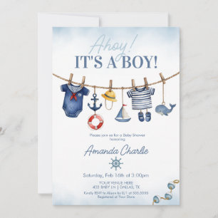 Schattige Ahoy Het is een Boy waslijn Baby shower Kaart