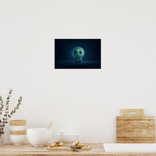 Schattige AI Pixar-geïnspireerde Fuzzy Creature Wa Poster (Keuken)