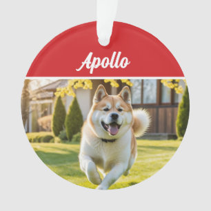 Schattige Akita-hond vakantie Kerstmis foto Ornament