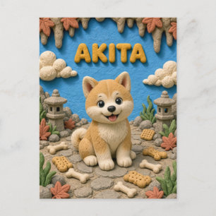 Schattige Akita Puppy, Baby Hond Briefkaart