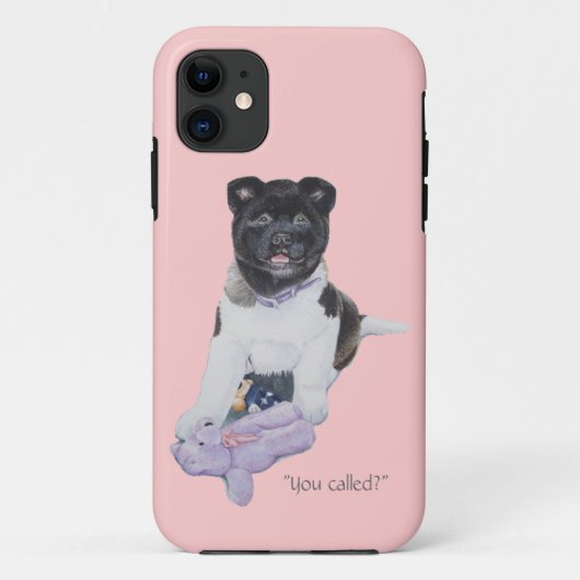 Schattige akita puppy en teddy dog art roze telefo Case-Mate iPhone case (Achterkant)