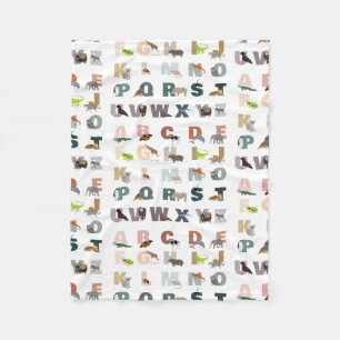 Schattige alfabet ABC Dieren Fleece Deken