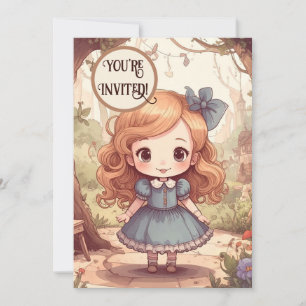 Schattige Alice Avonturen Wonderland Bos Kunst Kaart