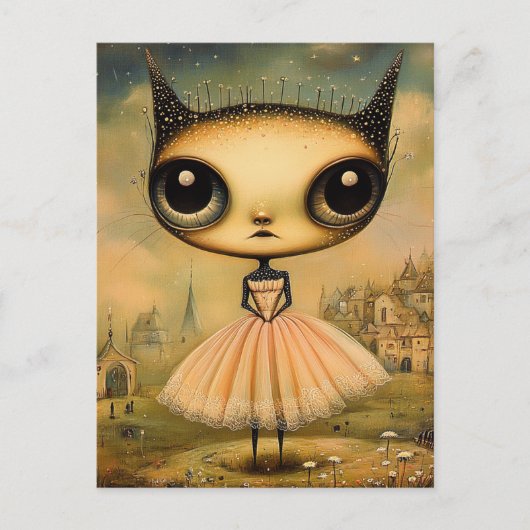 Schattige alien in een roze jurk briefkaart (Voorkant)