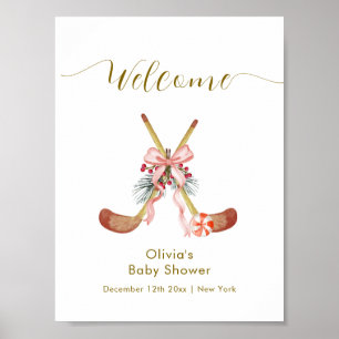 Schattige All Stars Boog Hockey Meisje Baby Shower Poster