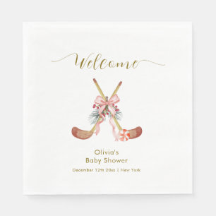 Schattige All Stars Boog Hockey Meisje Baby Shower Servet