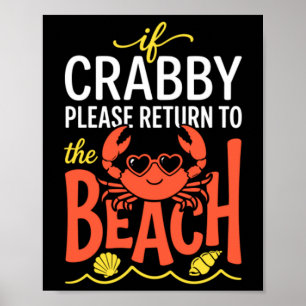 Schattige alleenstaanden krab strand vakantie cita poster