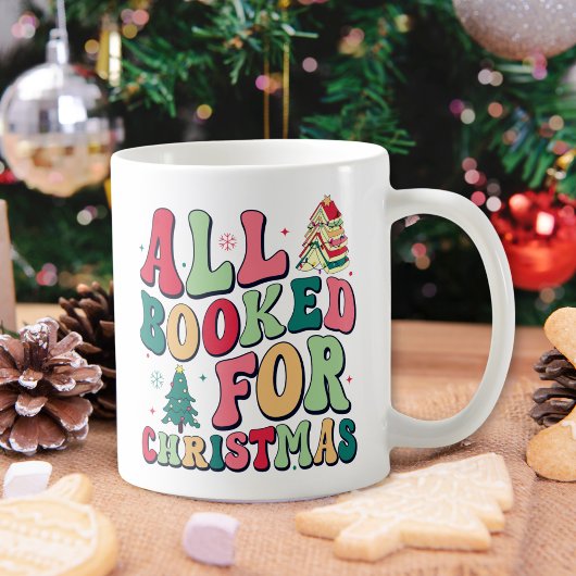 Schattige alles geboekt voor de kerstbibliotheek koffiemok