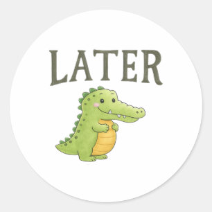 Schattige alligator later grappige cartoon alligat ronde sticker