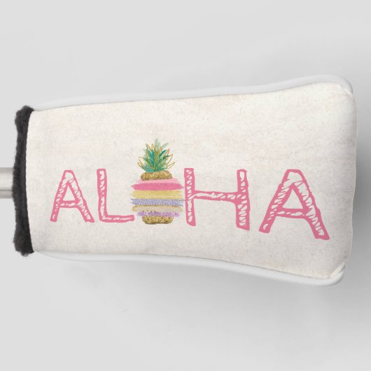 Schattige Aloha Hawaiian Striped Pineappel Golfheadcover (Voorkant)