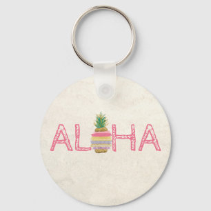 Schattige Aloha Hawaiian Striped Pineappel Sleutelhanger