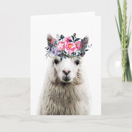 Schattige Alpaca, Birthday Kaart (Voorkant)