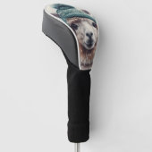 Schattige alpaca met blauwe muts golfheadcover (Schuin)