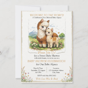 Schattige Alpaca Moeder en Baby Kaart
