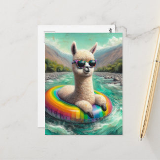 Schattige Alpaca op een Vlotreis Briefkaart